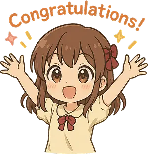 cute anime girl congratulating