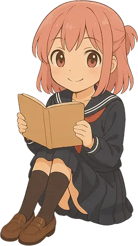 cute anime girl reading